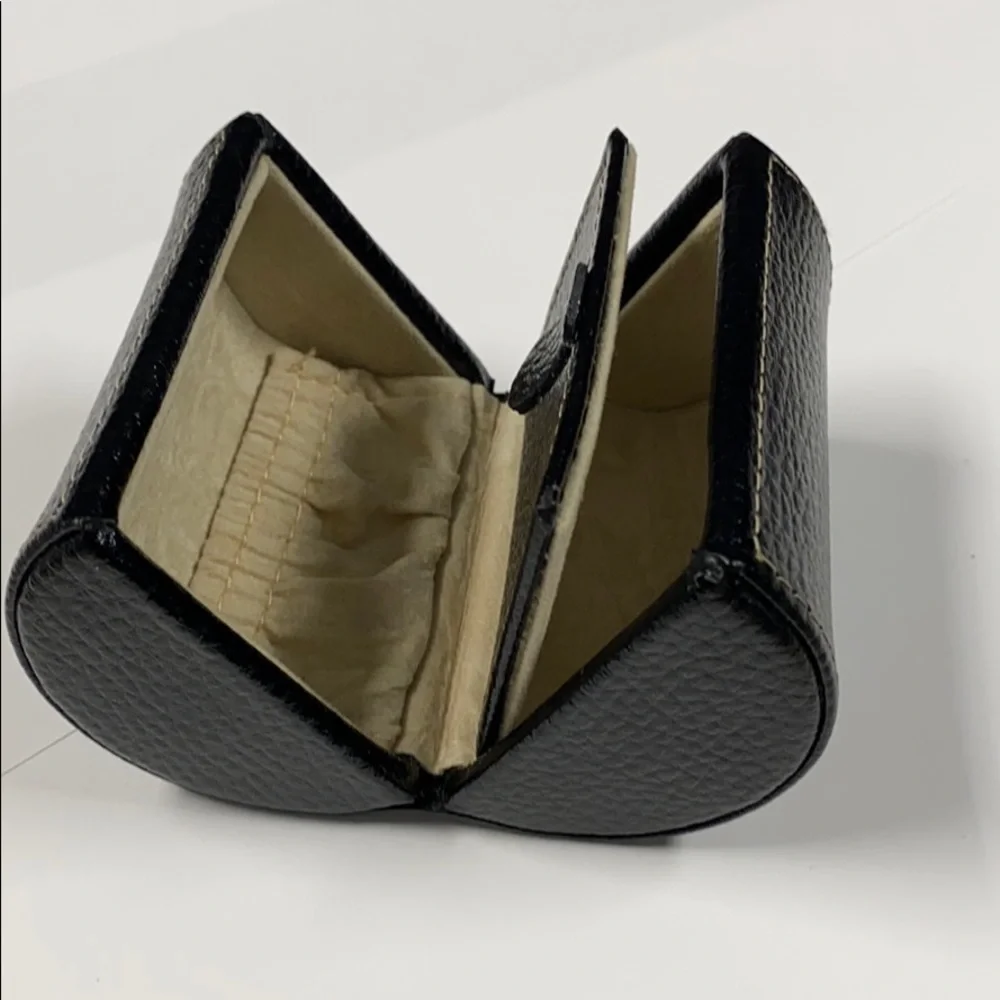 Bey-Berk Small Black Leather Cylinder Jewelry Box
